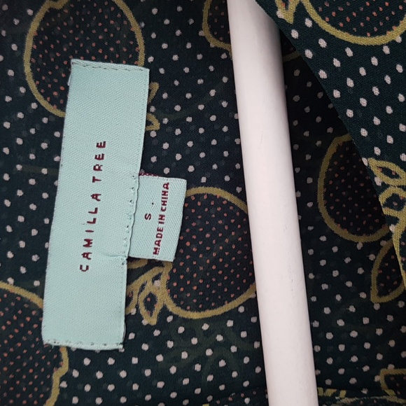 Camille Tree Dark Green Apple Dress with Lace Sleeve Size S - Picture 5 of 6